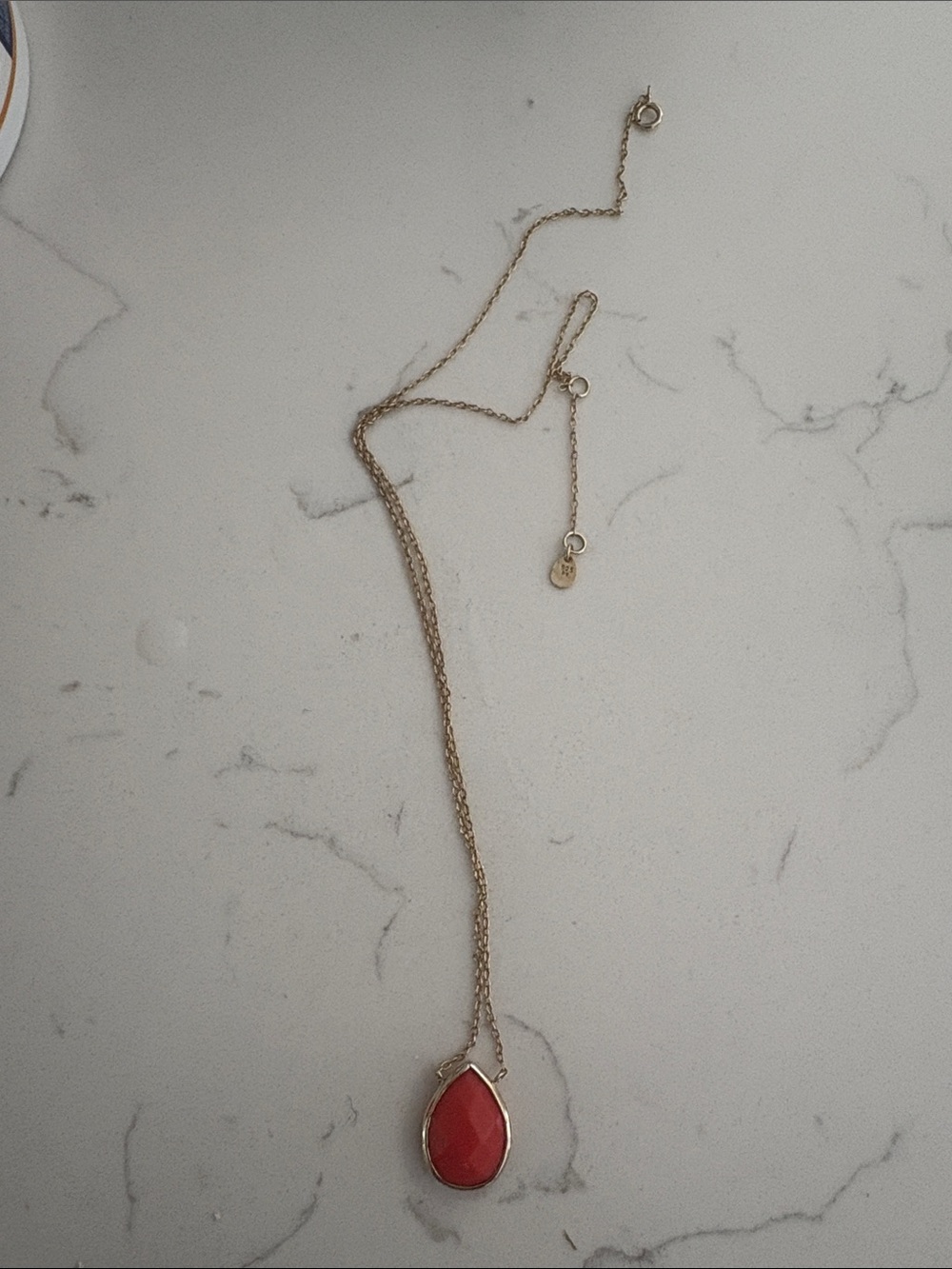 ✨Sterling silver ✨gold plated Teardrop Coral Pendant Necklace